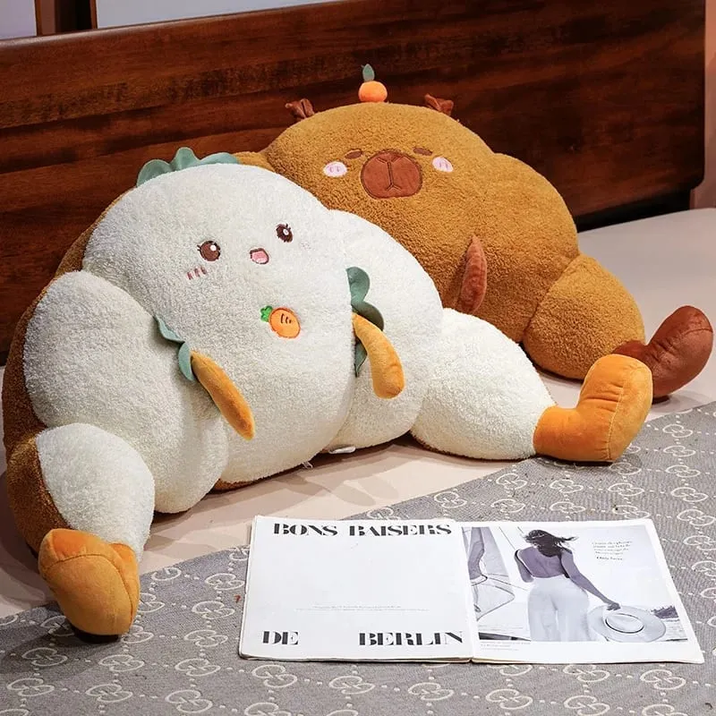 70cm Croissant Lumbar Support Pillow Cute Capybara Carrot Toast Soft Stuffed Plush Toy Sofa Cushion Chair Back Pillow Charm Gift — image 2