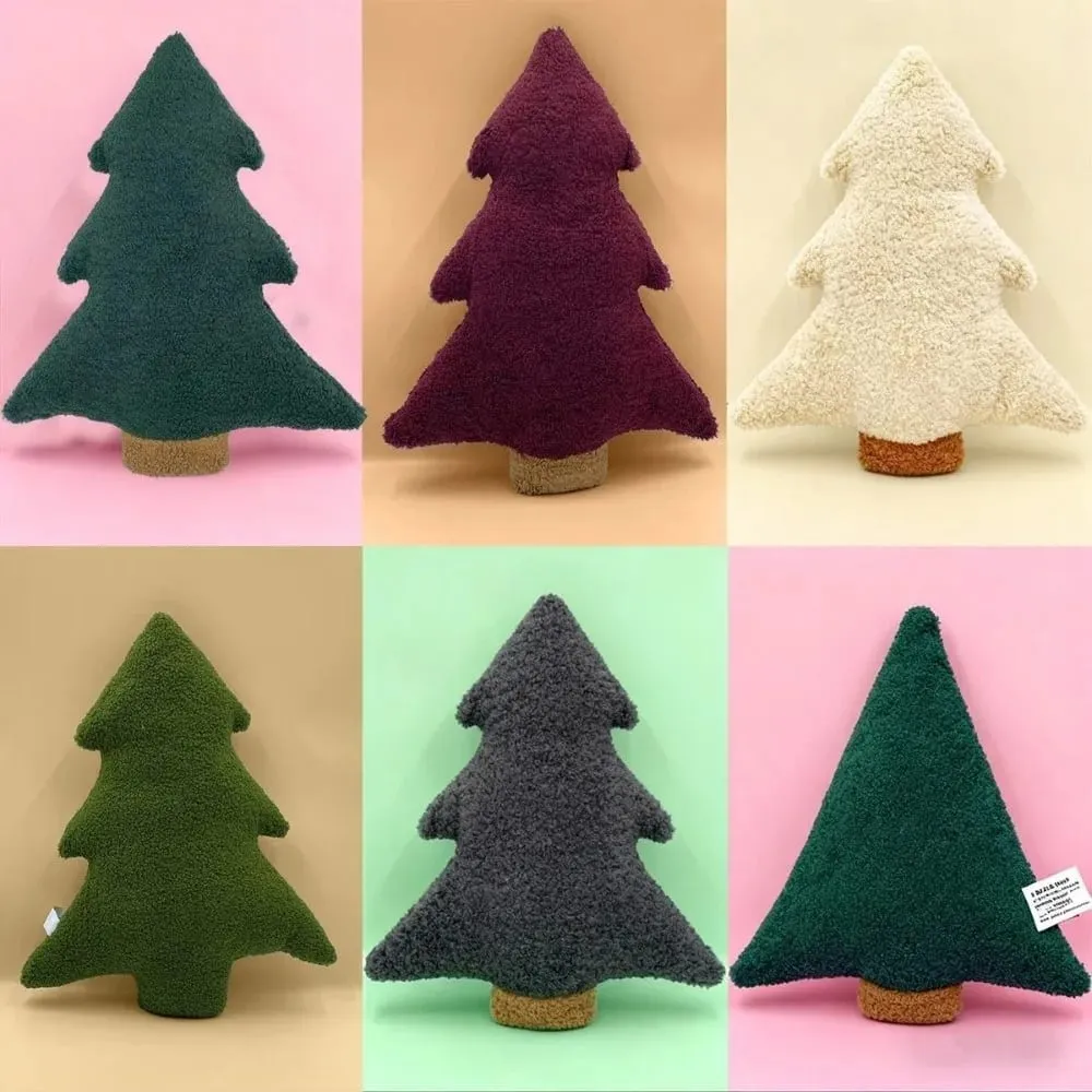 Niedliches 40 cm großes Weihnachtsbaumkissen, weich gefülltes Plüschkissen, festliches Dekokissen, Heimdekoration