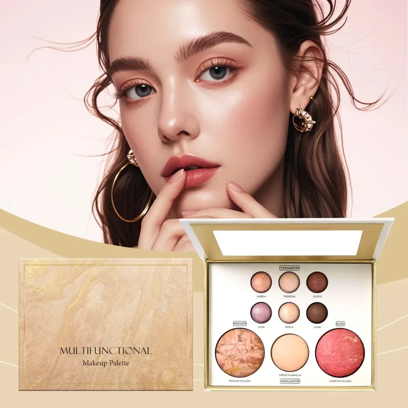 Paletka makeupu Zvýrazňovač očních stínů Blush Bronzer All-in-One Paletka na obličej Třpytivá matná cestovní velikost kosmetická sada Vánoční dárek — image 2