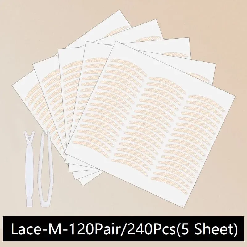 240PCS 눈꺼풀 테이프 이중 접착제 스티커 보이지 않는 이중 배 눈꺼풀 레이스 붙여 넣기 지우기 베이지 스트라이프 자체 접착 아이 메이크업 도구 — image 8