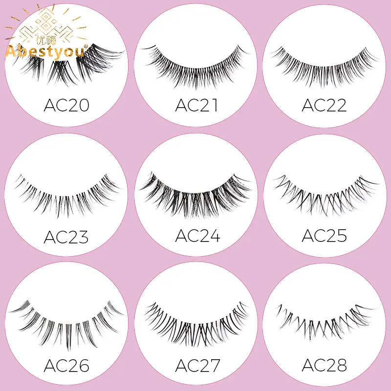 Abestyou 3d Pendek 9mm Faux Cils Kecil Nipis Cahaya Kucing Mata Camellia Bersayap Bulu Mata Lutsinar Jelas Jalur Mink Bulu Mata Bulu Mata Bawah — image 5