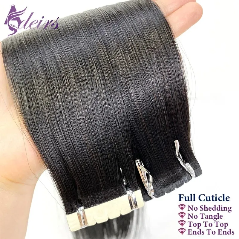 Mini bande dans les Extensions de cheveux Extensions de cheveux vraiment humains bande Invisible noire brune blonde en droite 16 "-26" pour Salon — image 6