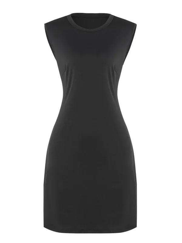 Damen-Freizeitkleider, ärmellos, einfarbig, figurbetont, figurbetontes Minikleid, elegant, schick, Sommer, Büro, Party, atmungsaktives Kleid
