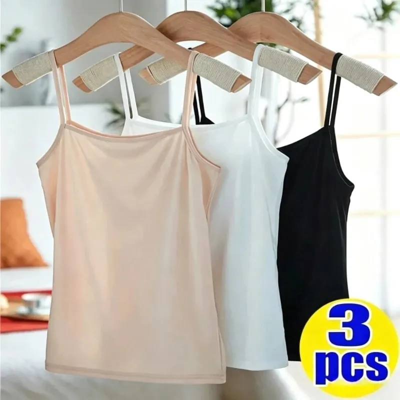 Solid Color Sleeveless Camisole Vest Casual Basic Slim Tank Top All Match Daily Women Summer Fashion Streetwear Tops Underwear