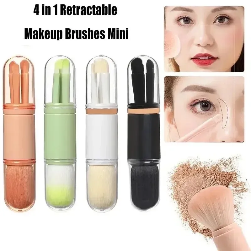 4 pz/set 4 In 1 Pennello Per Trucco Telescopico Pennelli Per Trucco Da Viaggio Portatile Set Ombretto In Polvere Sciolto Mini Pennello Per Trucco Strumenti di Bellezza — image 3