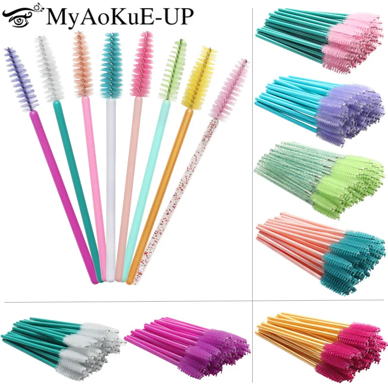 50pcs Eyelash Brushes Eyebrow Microbrush For Mascara Wand Soft Head Eyelashes Cosmetics Applicator Lash Extension Makeup Brushes — image 1