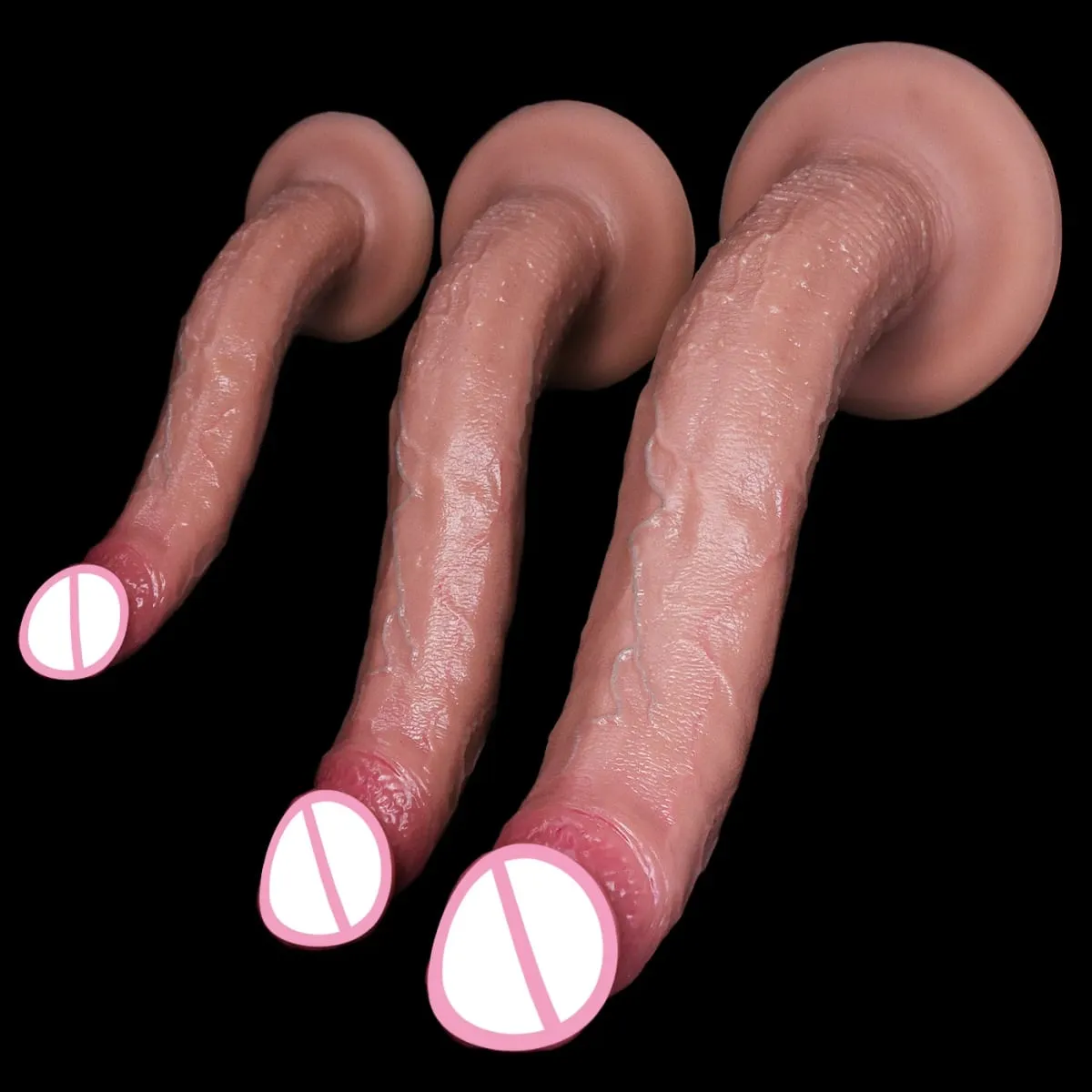 Realistico lungo e morbido butt plug dildo 3 dimensioni pene finto sensazione di pelle cazzo in silicone donna uomo masturbazione ventosa giocattoli del sesso anale — image 2