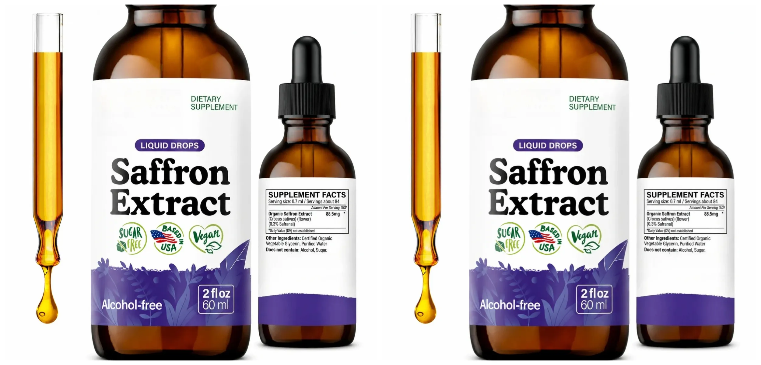Organik Safran Sıvı Ekstrakt Damla Bitki Bazlı Bitkisel Takviye Vegan Şeker Alkolsüz 60ml Günlük Sağlık Takviyeleri — image 8