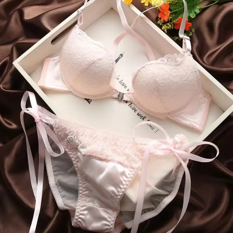 Ensemble de soutien-gorge sexy en dentelle avec boucle avant, dos nu, lingerie réglable — image 1
