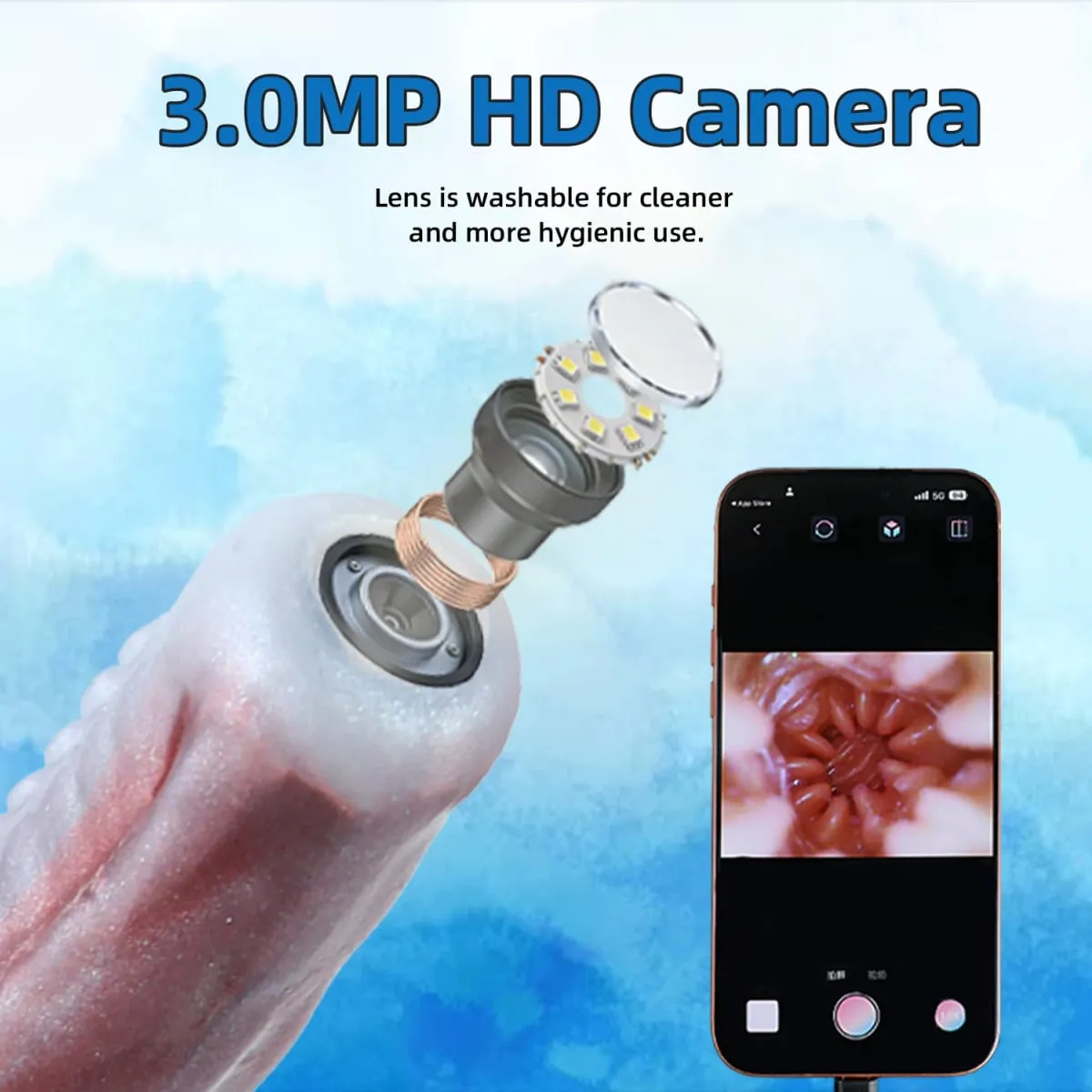 3MP HD Endoskop Kamera Silikon Anal Plug Mit 8 LED Lichter Echtzeit Betrachtung Dildo IP68 Wasserdichte Sex Spielzeug Für erwachsene — image 4