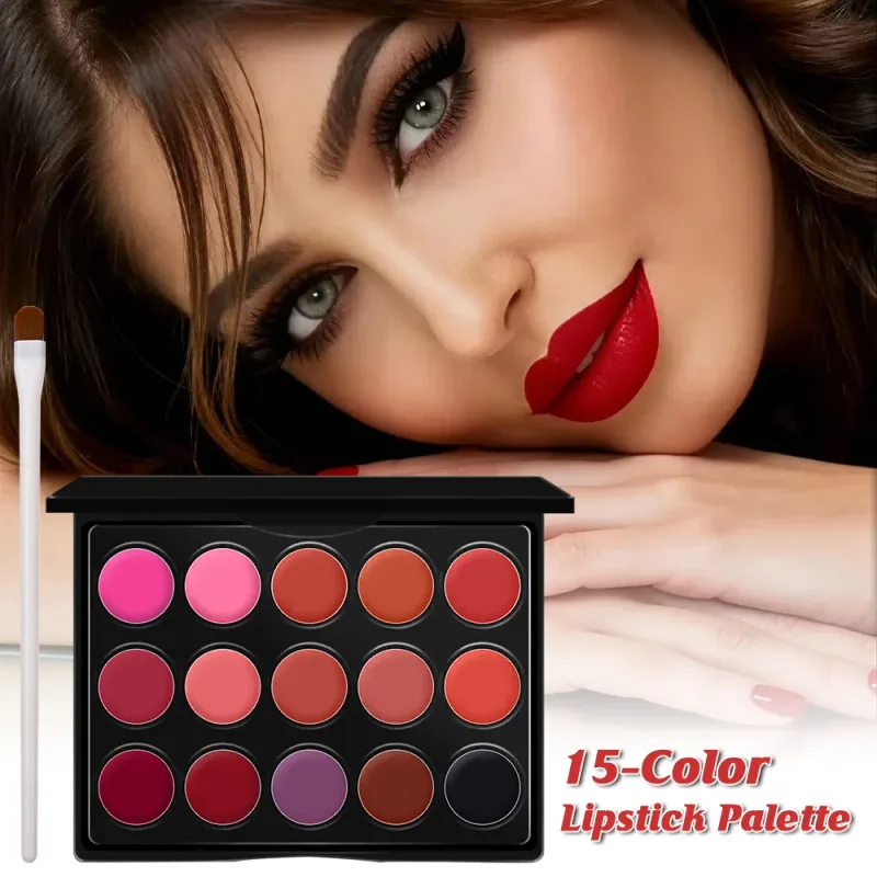 6pcs Lip Makeup Kit-15‑Color Lip Gloss Palette + 4Pcs Diamond Lipsticks With 1Pc Lip Brush Set for Party Stage Daily Use — image 6