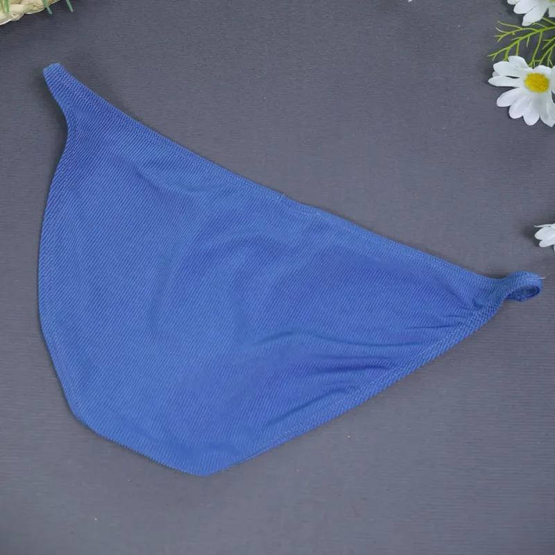 1pc Men Ribbing High Fork Underwear Brief U Convex Pouch Low Rise Panties Solid Color Breathable Comfortable Underpants — image 5
