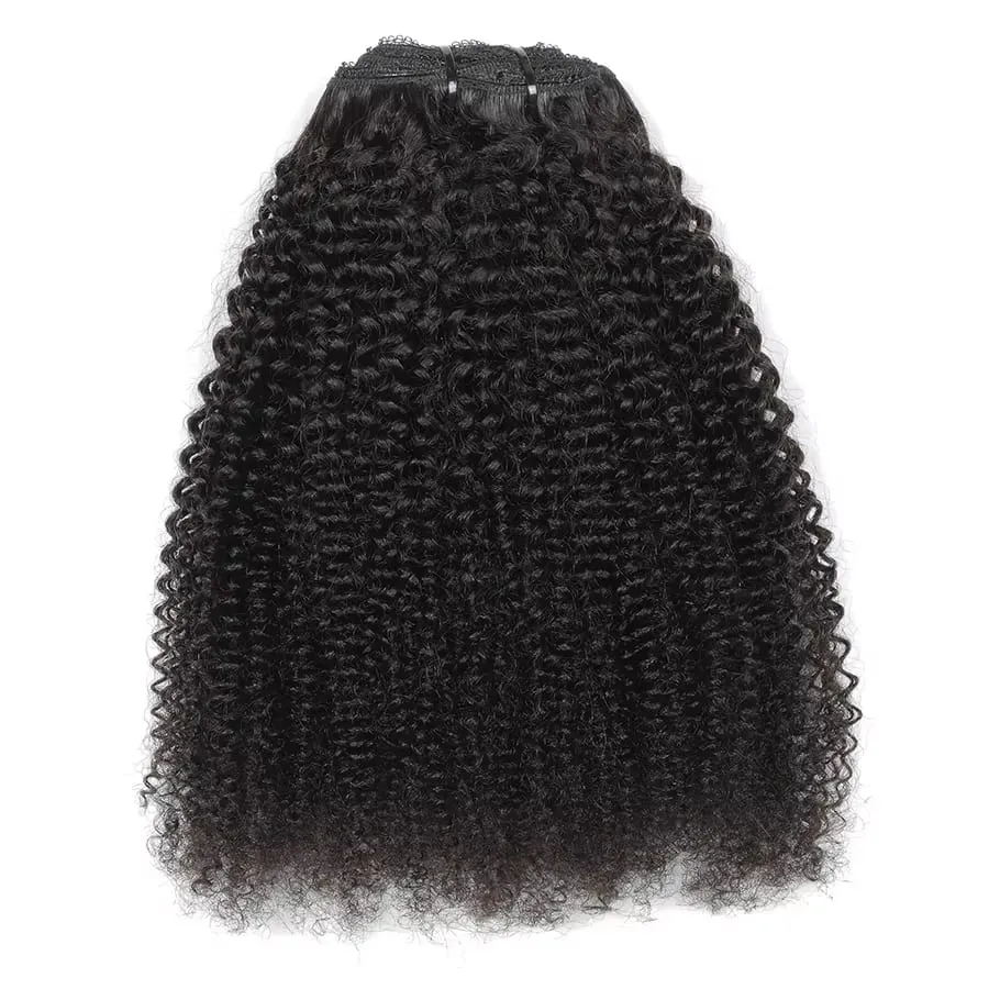 Echte Remy Afro Coily Clip In Echthaarverlängerungen, unverarbeitet, 4B 4C Afro Kinky Curly Clip Ins für Afroamerikaner, schwarze Frauen — image 2