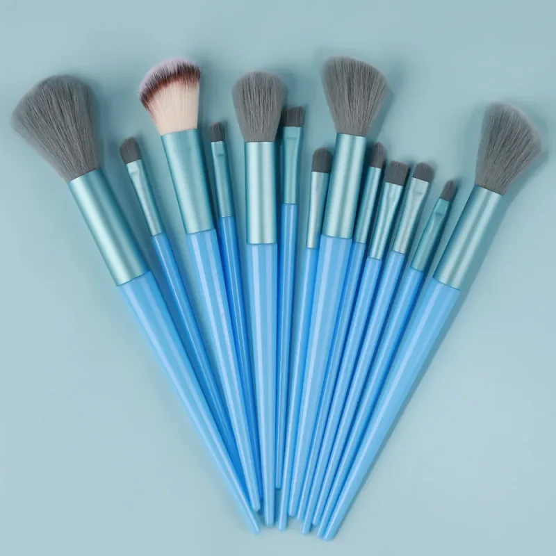 Conjunto de pincéis de maquiagem, 13 peças, sombra, base, iluminador, blush, corretivo, feminino, ferramenta de beleza macia, esponjas de beleza, polegar — image 23