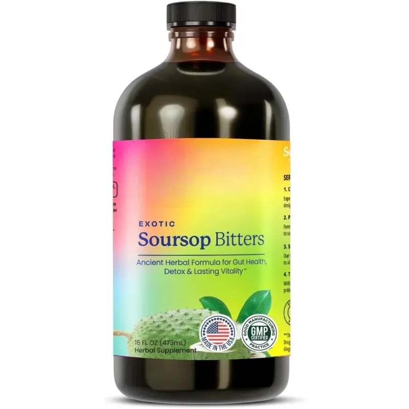 Mãng cầu xiêm Exotic Bitters thảo dược bổ sung sức khỏe dựa trên công thức thực vật 16 Fl Oz (473ml)