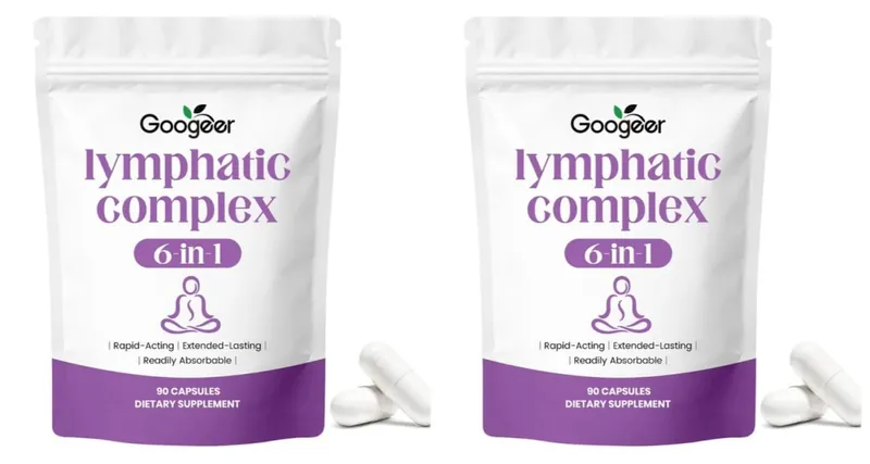 Googeer Lymphatic Complex 6-in-1 כמוסות עם זרימת לימפה ותמיכה בניקוז מגנזיום אבץ מינרלים 90 כמוסות