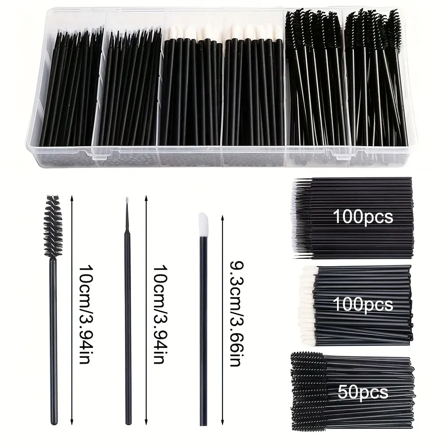 Ensemble de pinceaux de maquillage jetables, 250 pièces, pinceaux pour sourcils/Mascara/Eyeliner, avec boîte de rangement, outils cosmétiques professionnels pour Salon — image 5