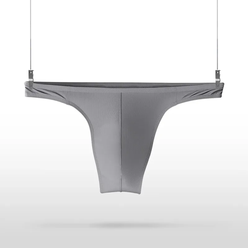Perizoma in seta di ghiaccio Uomo Intimo sexy Morbido perizoma a costine Mutande traspiranti Mutandine senza cuciture Lingerie maschile Slip con custodia rigonfia — image 12