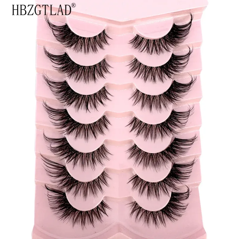 7/8 Paar Katzenaugen-Wimpern, Manga-Wimpern, 3D-Wimpern mit klarem Band, natürlich, halbe Wimpern, verlängerte Nerz-Wimpern, flauschige Wimpern — image 15