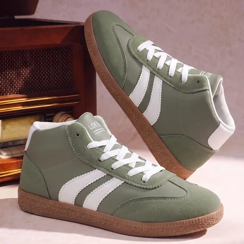 Unisex High-Top-Retro-Sneaker, gestreift, Patchwork, Schnürung, weiche Gummisohle, täglich, lässig, Boardschuhe für Männer und Frauen — image 8
