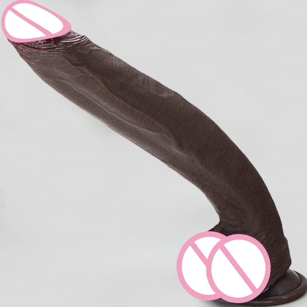 Peau réaliste/gode noir Silicone long pénis énormes godes avec ventouse bite pour femmes Masturbation jouets sexuels anaux pour adultes — image 1