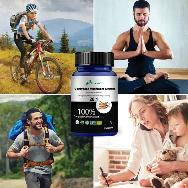 Supplément d'extrait de champignon Cordyceps pur - Améliore l'énergie respiratoire, le système immunitaire et les reins, soutient la santé des capsules végétariennes — image 3