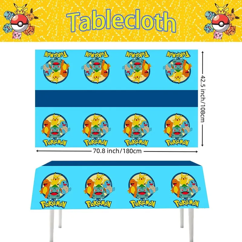 1/10 stk Pokemon dug Fødselsdagsdekoration Engangsdug Pikachu borddækning Børn Fødselsdagsgaver Baby Shower Supplies — image 3
