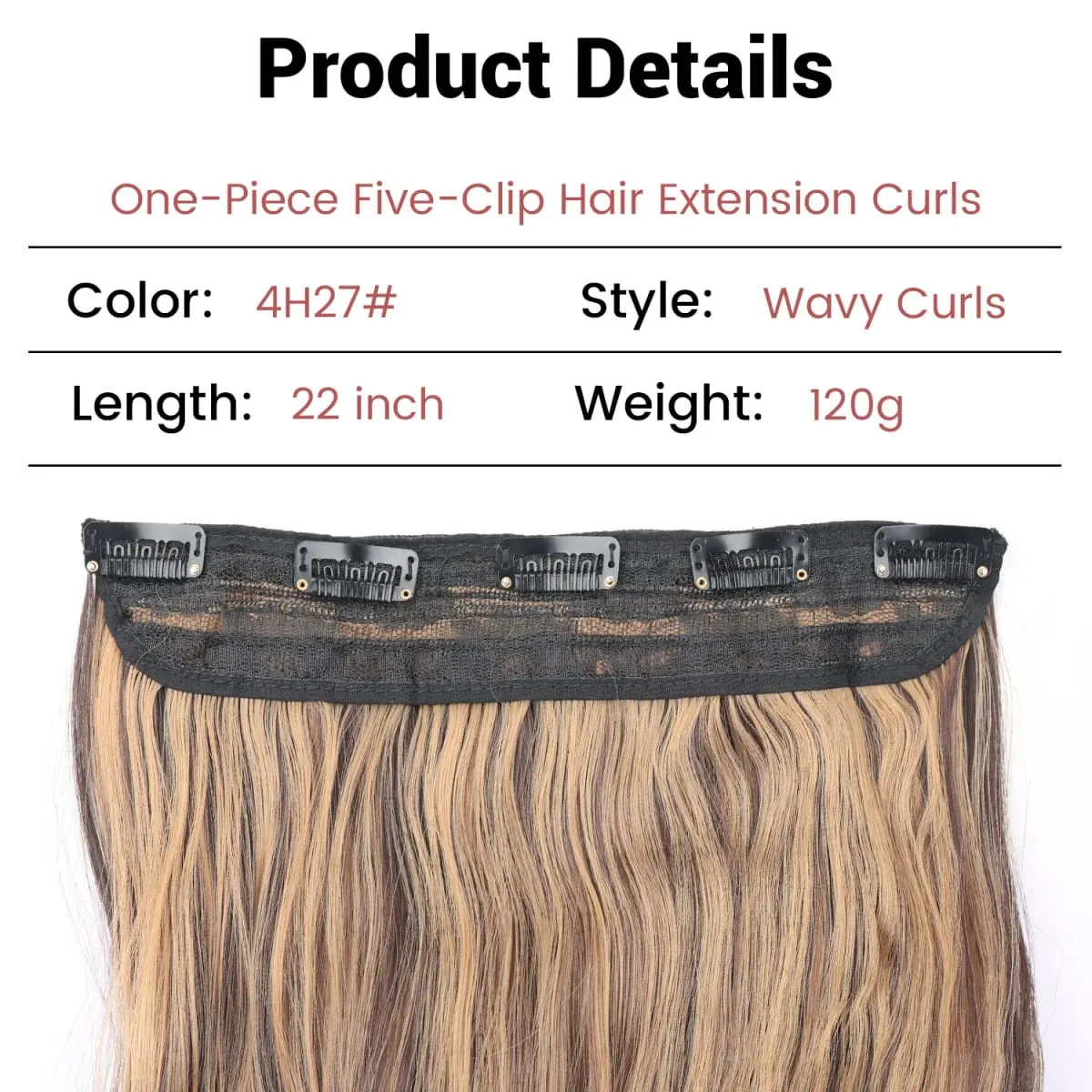 Synthetic clip in hair extensions 5 clips in one piece high temperature fiber wavy hairpieces for women daily party holiday — image 3