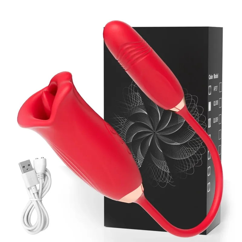 Thrusting Sucking Vibrator for Women Tongue Licking Nipple Clit Stimulator G-spot Dildo Massager Love Egg Sex Toys Couples