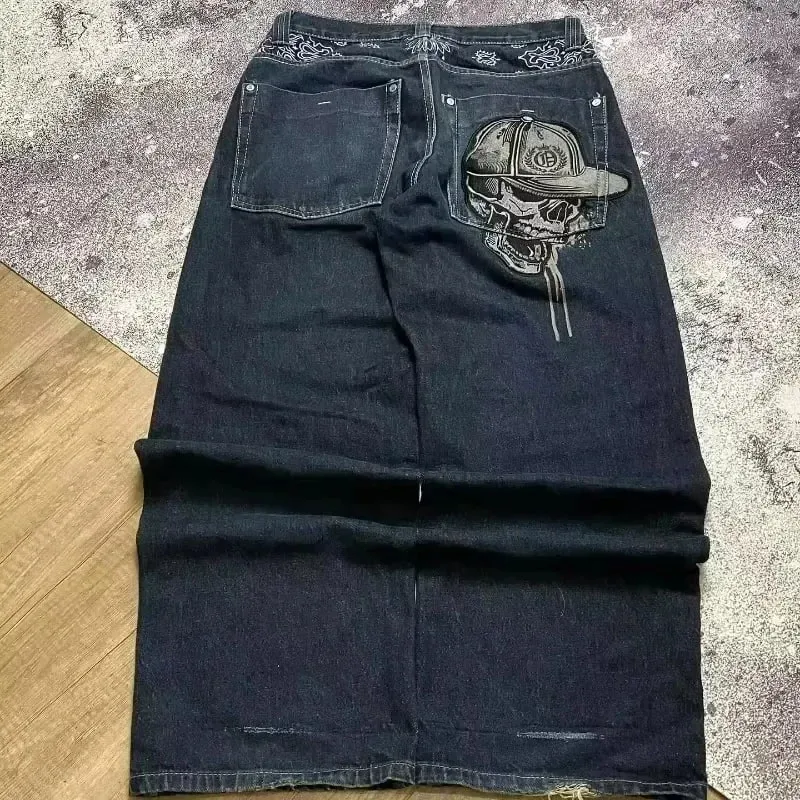 90s Gothic Centipede Embroidery Washed Oversized Wide-Leg Pants Jeans Men Y2K New Harajuku Punk Hip-Hop Rock Couple Street Wear — image 19