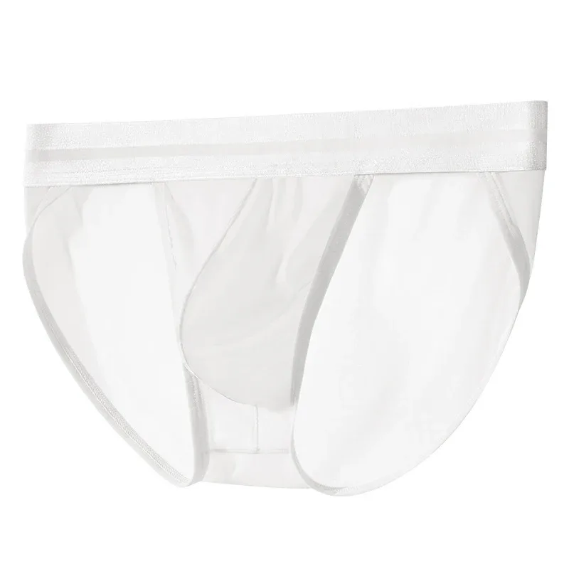 Ice Silk Ultra-thin Men's Underwear Summer Cool Breathable Panties Seamless Sexy U Pouch Men Briefs High Slit Triangle Pants — image 34