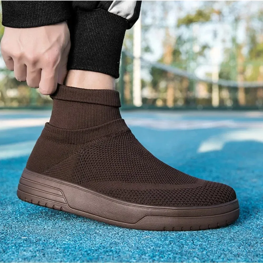 Chaussettes chaussures pour hommes printemps 2026 nouveau Couple chaussettes respirant maille haut chaussures décontractées pour hommes un pied semelle épaisse baskets hommes — image 7