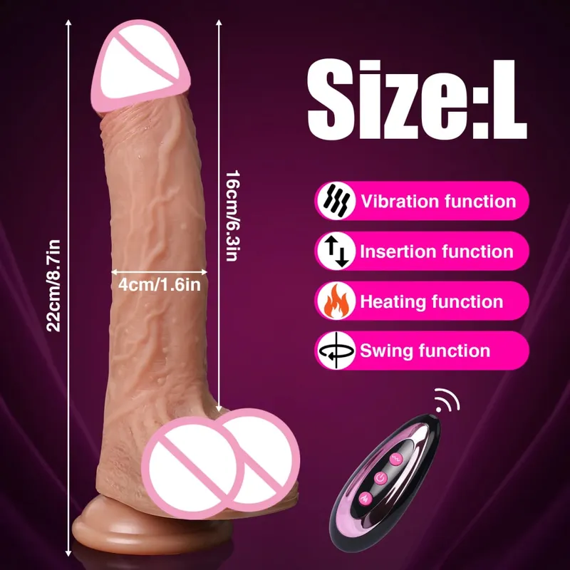 4 in 1 Stoßdildo-Vibrator, Fernbedienung, Heizung, Zunge lecken, Klitoris, G-Punkt, Schwanz, Sexspielzeug, Vagina, erwachsene Frau, Sex-Shop — image 10