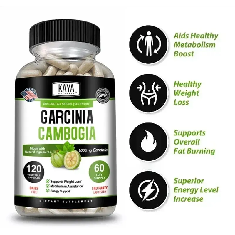 Garcinia Cambogia-Extrakt-Kapseln, 1000 mg, Appetitzügler für Männer und Frauen, Stoffwechsel, Energie, Darmreinigung — image 3
