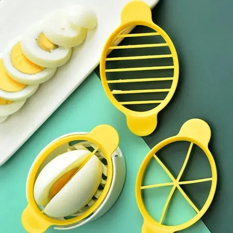 Baru 1Set 3 In 1 Pengiris Telur Multifungsi Pemotong Telur Alat Kreatif Dapur Aksesori Dapur Cetakan Telur Gadget — image 1