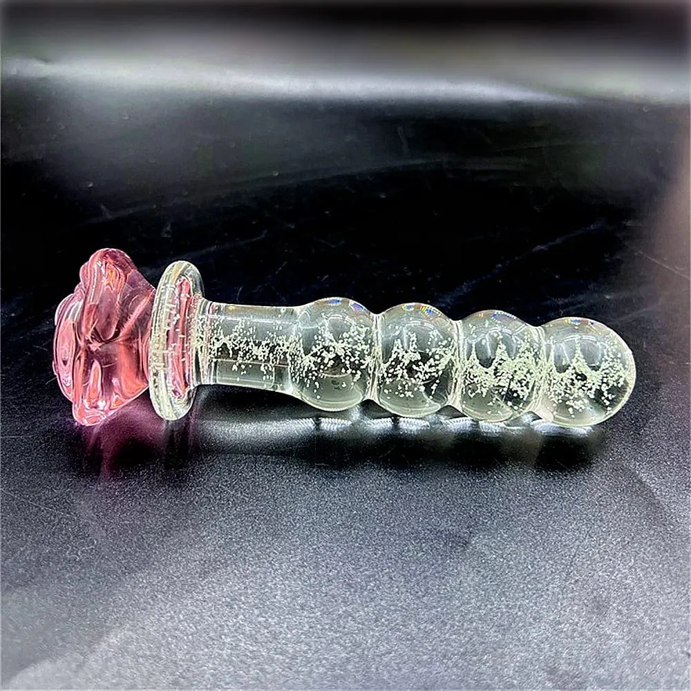 Luminous Glass Dildo Rose Anal Plug Glow in The Dark Butt Plug Anal Beads Penetration Anal Couples Play Adult Sex Toy Joinjjtoy — image 3