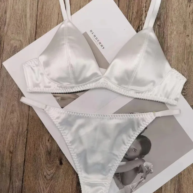 Dreieck-Cup, dünn gefüttert, glatter Satin-BH und Zangen-Sets, Unterwäsche, Leopard, kabellos, nahtlos, sexy Dessous, Damen-Dessous — image 4