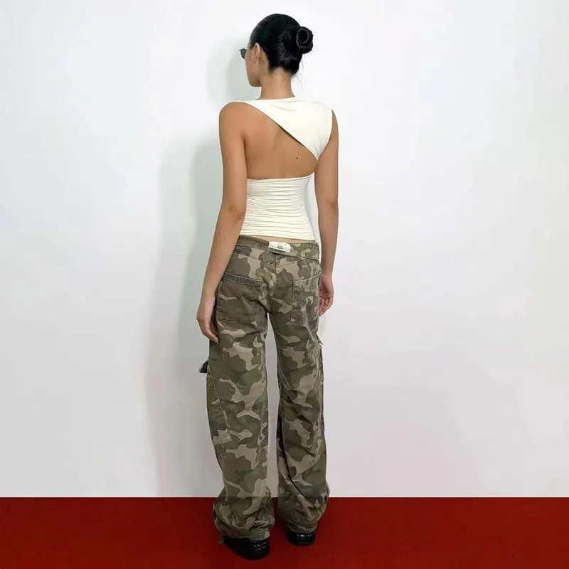 Dulzura asymétrique une épaule dos nu mince sans manches débardeur femmes solide Sexy haut décontracté Style de rue Y2K vêtements d'été — image 6