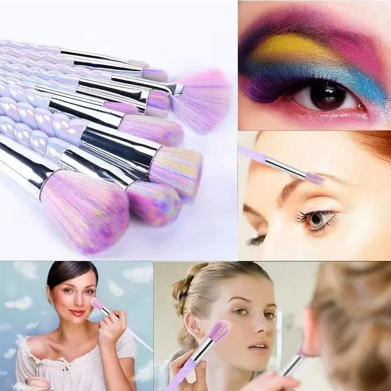 10pcs Berus Makeup Set Berus Asas Rambut Lembut Serbuk Pemerah Pipi Kontur Kening Pembayang Mata Wanita Kosmetik Blending Alat Mekap — image 3
