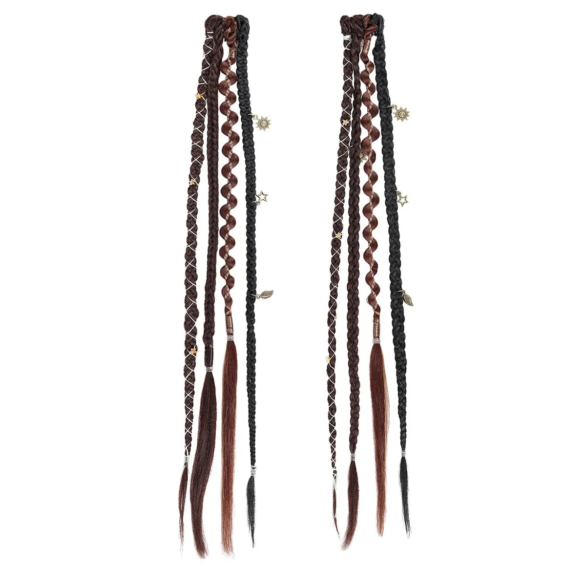 Boho Ombre Burgundy ถักผมหางม้า Extensions สังเคราะห์ Braids กับ Bohemian Viking ชิ้นผมสำหรับผู้หญิง Carnival Party — image 10
