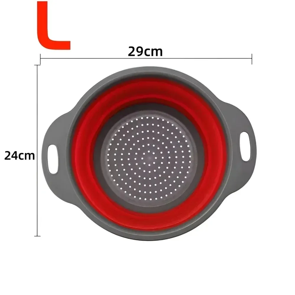 2PCS Silicone Folding Drainer Basket Fruit Vegetable Foldable Colander Kitchen Strainer for Food Pasta Kitchenware Drain Device — image 14