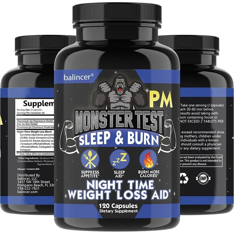 Suplemen Pembakar Lemak Malam Hari - dengan Ekstrak Tumbuhan Alami & Pengelolaan Berat Badan Magnesium Seng Unisex — image 2