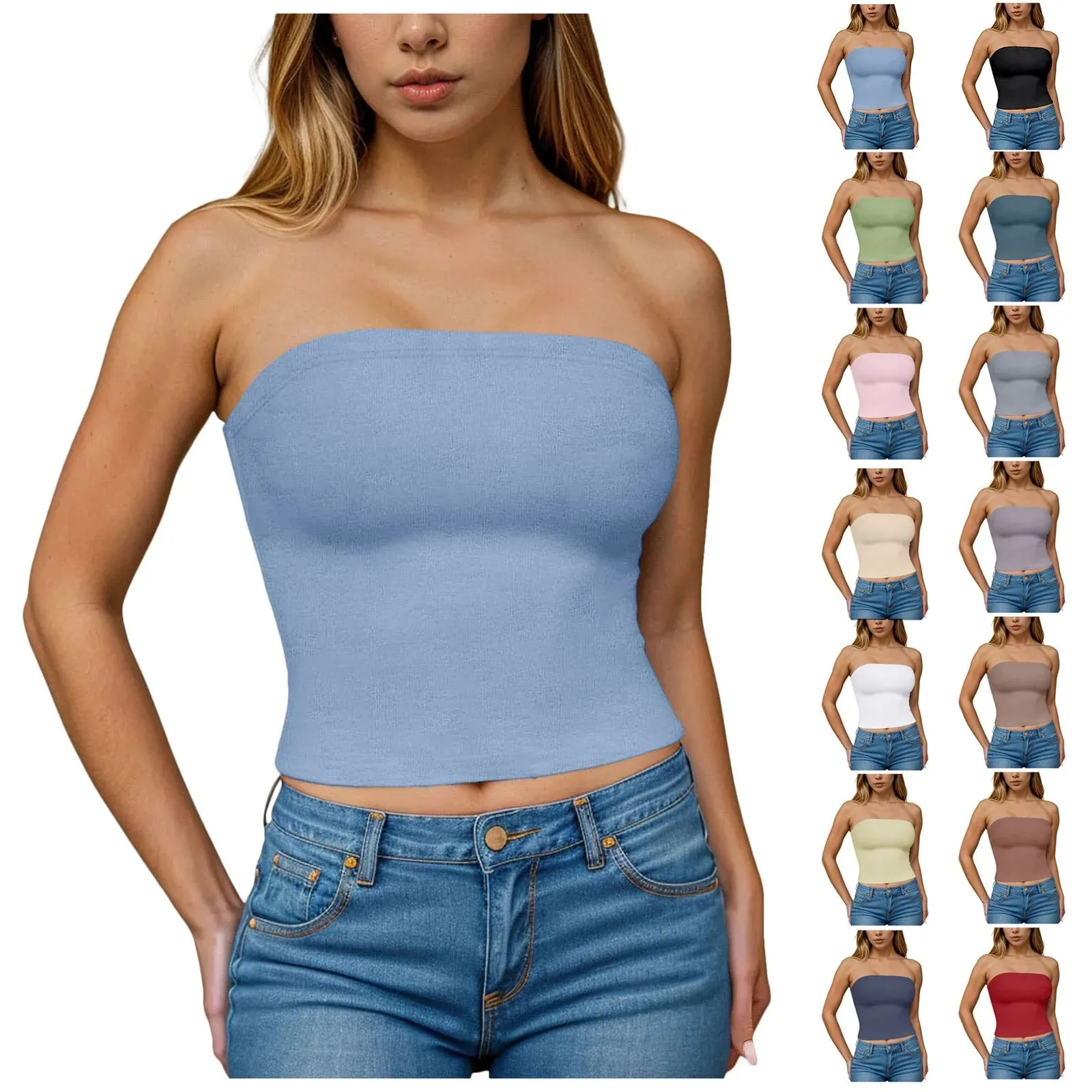 Hauts tubulaires Sexy pour femmes, épaules dénudées, sans bretelles, couleur unie, dos nu, Bandeau, Slim Fit, chemises à bascule, sous-vêtements