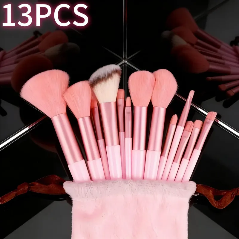 13/53pcs Set Berus Kosmetik Profesional untuk Kulit Gabungan dengan Berus Lembut Sesuai untuk Pemula dan Artis Solek