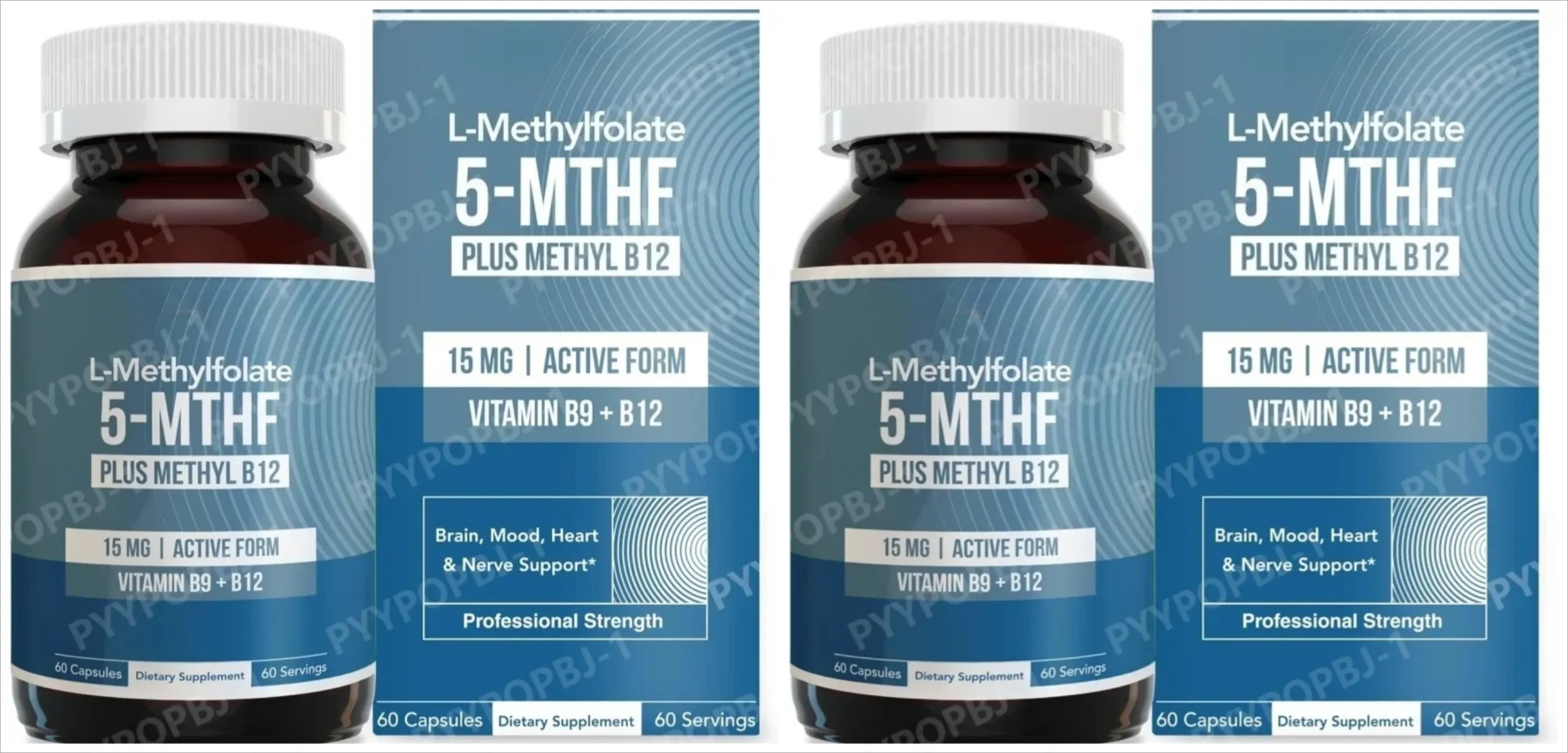 L ميثيلفولات 5 MTHF 15 مجم بالإضافة إلى ميثيل ب12 فيتامين ب9 شكل نشط مكمل غذائي 60 كبسولة — image 7