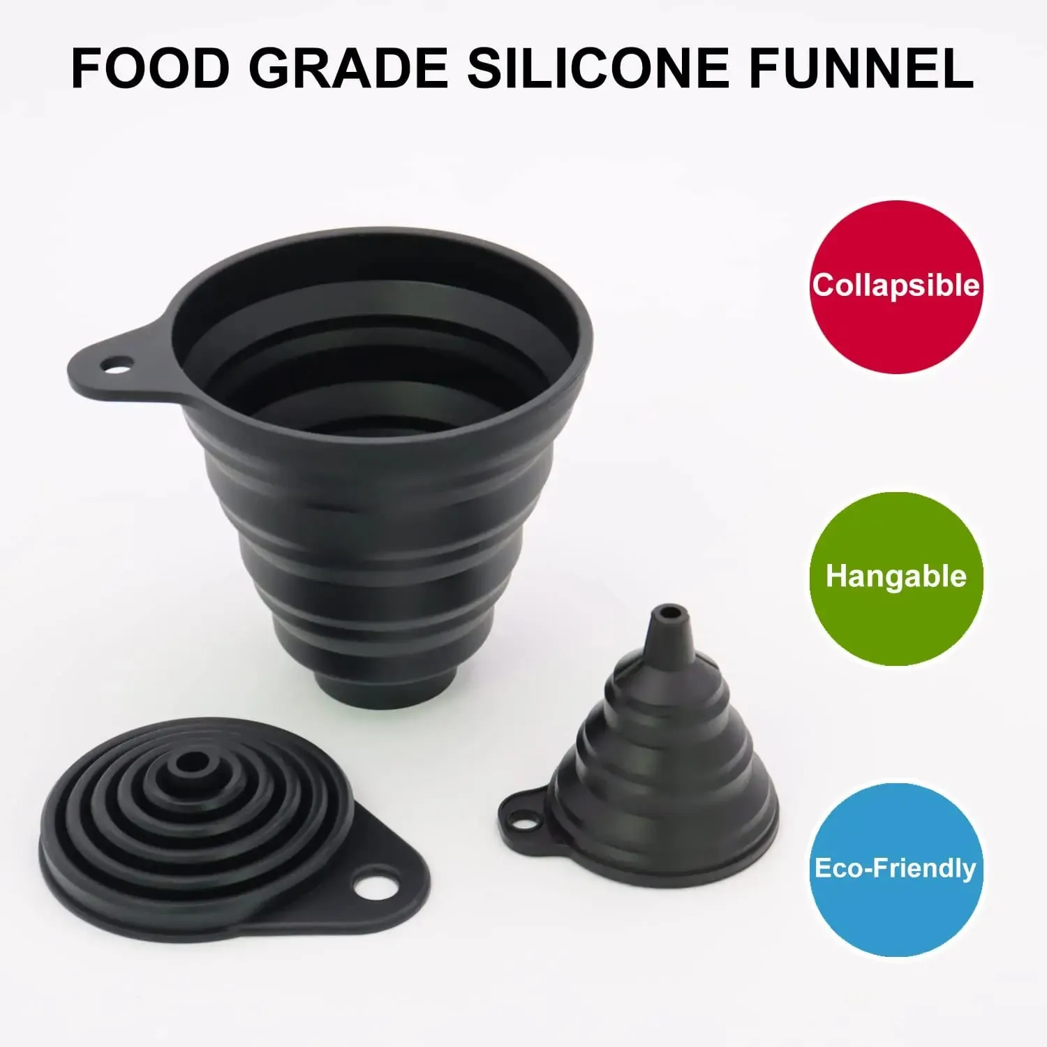 Corong Silikon untuk Penggunaan Dapur Botol Pengisi Transfer Bubuk Cair (3 Buah) 1 Set Corong Mulut Lebar/Mini/1 Kecil/1 — image 6