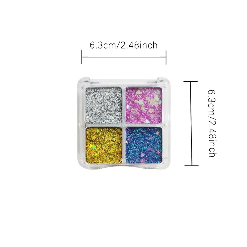 Mini 4 Color Eyeshadow Palette – Pearl Glitter Elf Realm Style Pink Shimmer Sequin Eye Makeup for Festival & Daily Looks — image 6