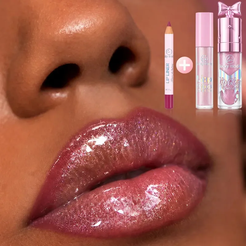 Kit Solekan Bibir Model Bertuah Pensel Pelapik Bibir&Set Penggilap Bibir Berkilau Pelembap Kilauan Bibir Kilauan Bibir Pakai Panjang Pen Garis Bibir — image 5