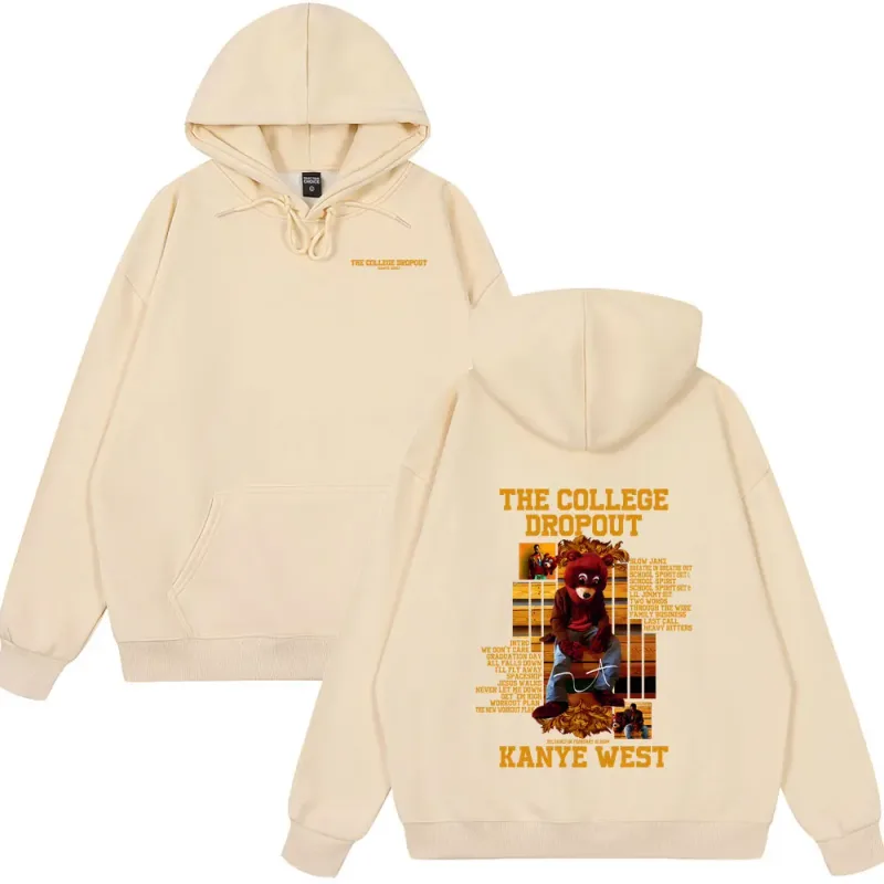 Rapper Kanye West The College Dropout Bear Graphic Hoodies Summer New Style Clothing Hip Hop Oversized Streetwears Spring Wears — image 11