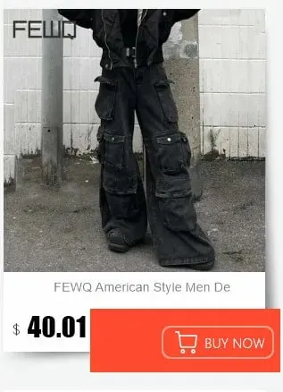 Amerikanische männer Denim Hosen Waschen Taste Design Plissee Lose Jeans Kontrast Farbe Casual Männlichen Unten Vintage 4K5156 — image 9